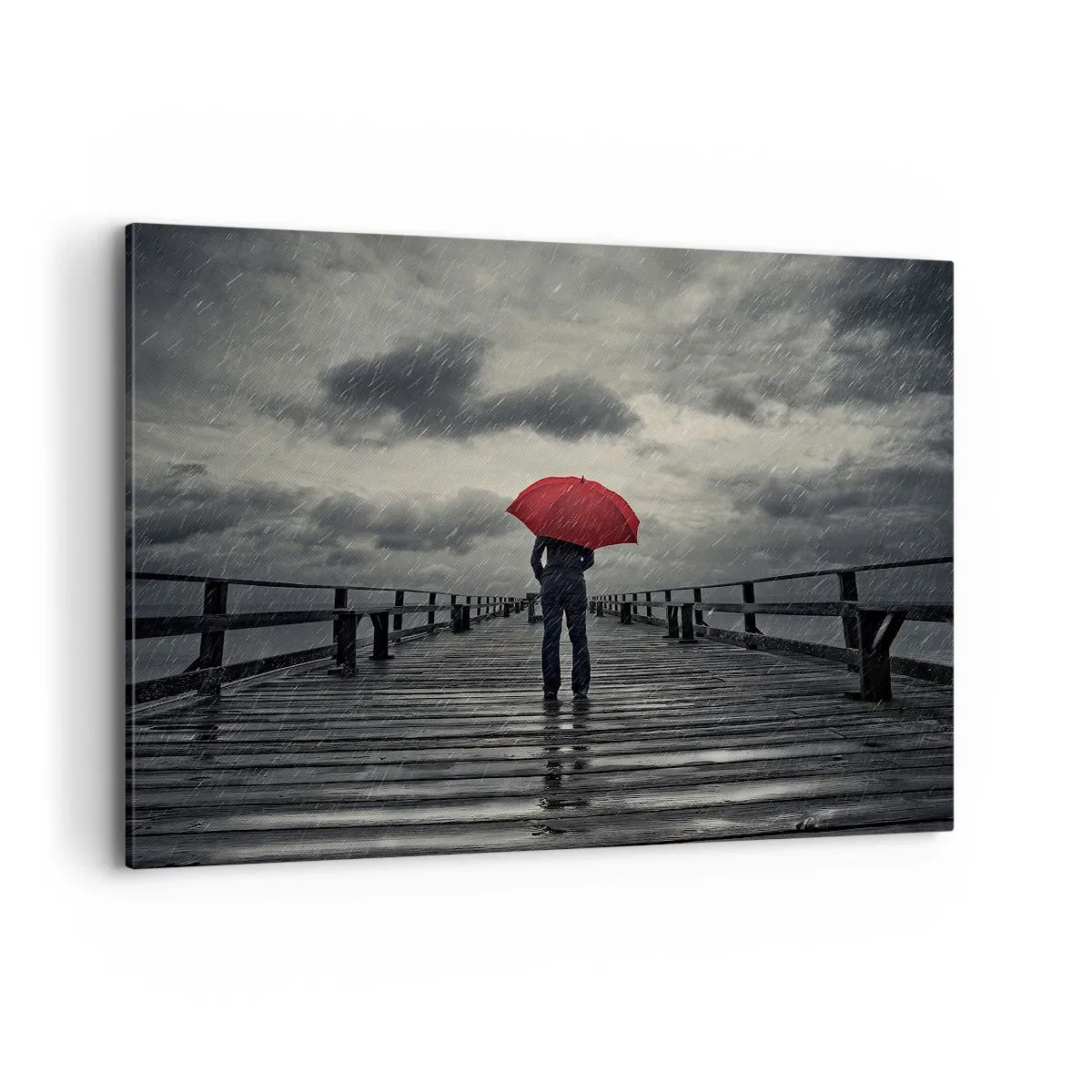 Lærredstryk - Billede på lærred - Det er ingenting, hvis det regner - 100x70 cm