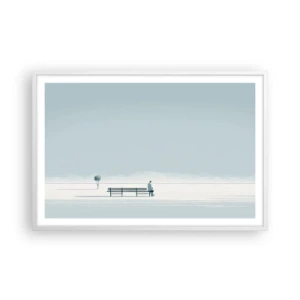 Plakat i hvid ramme - Ja, jeg venter. - 91x61 cm