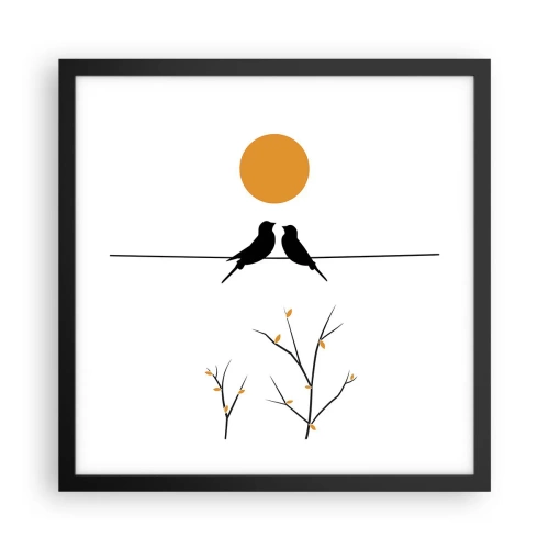 Plakat i sort ramme - Nattergal - 40x40 cm