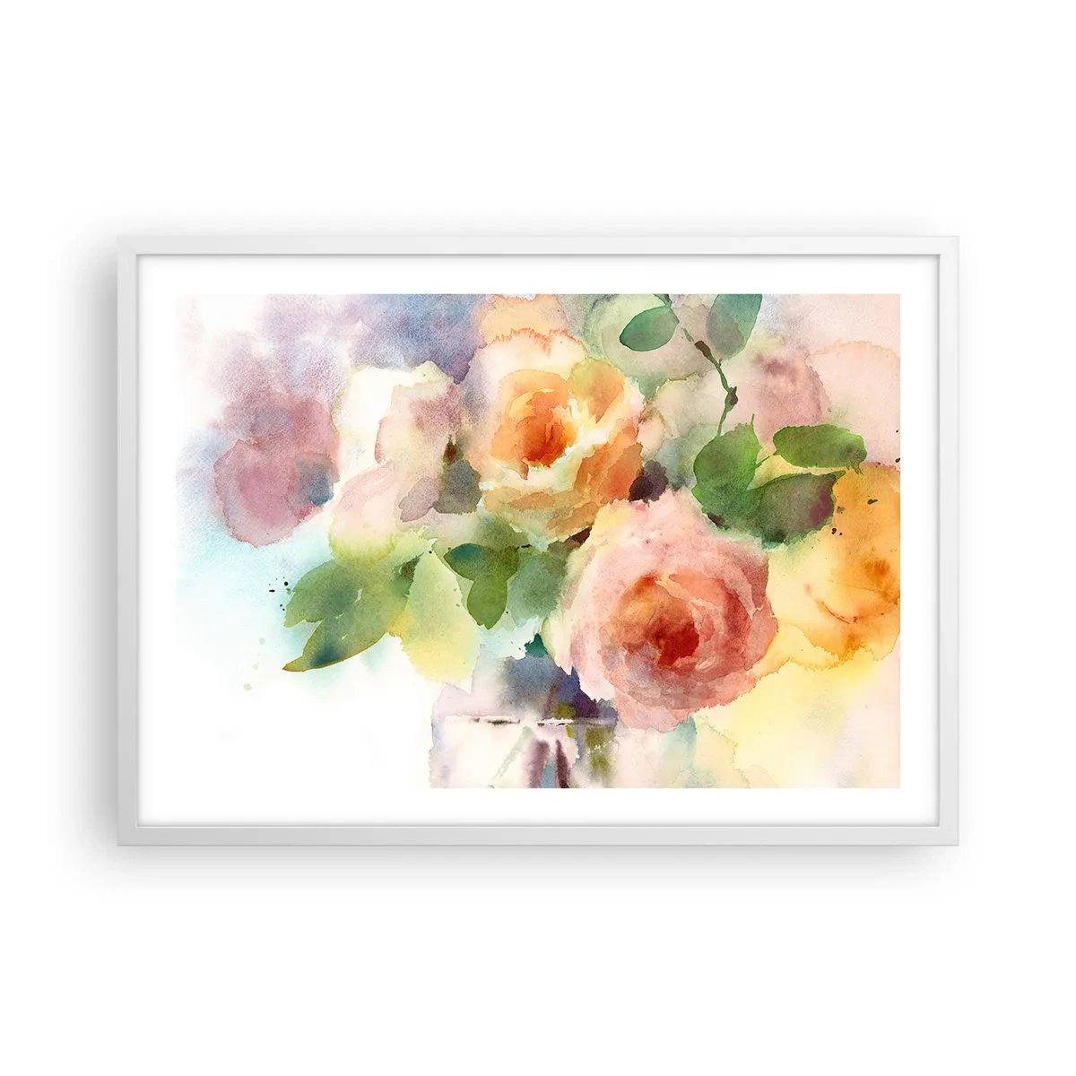 Plakat i hvid ramme - Delikat som akvarelfarve - 70x50 cm