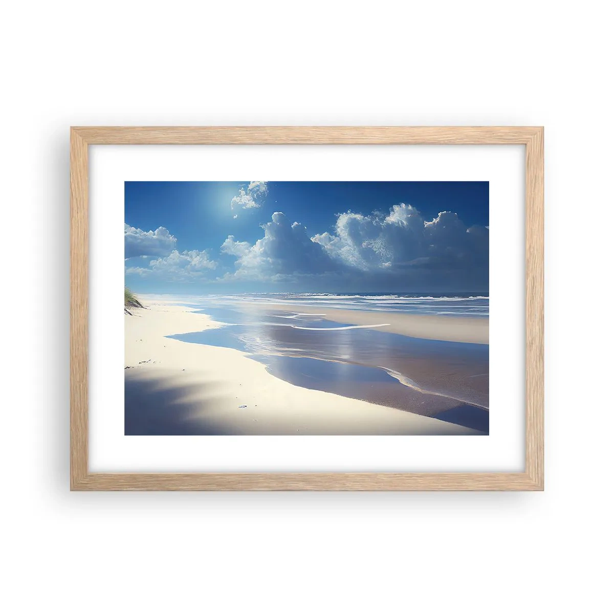 Plakat i ramme af lyst egetræ - Ferie i paradis - 40x30 cm