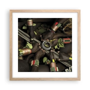 Plakat i ramme af lyst egetræ - Vi er sammen - 40x40 cm