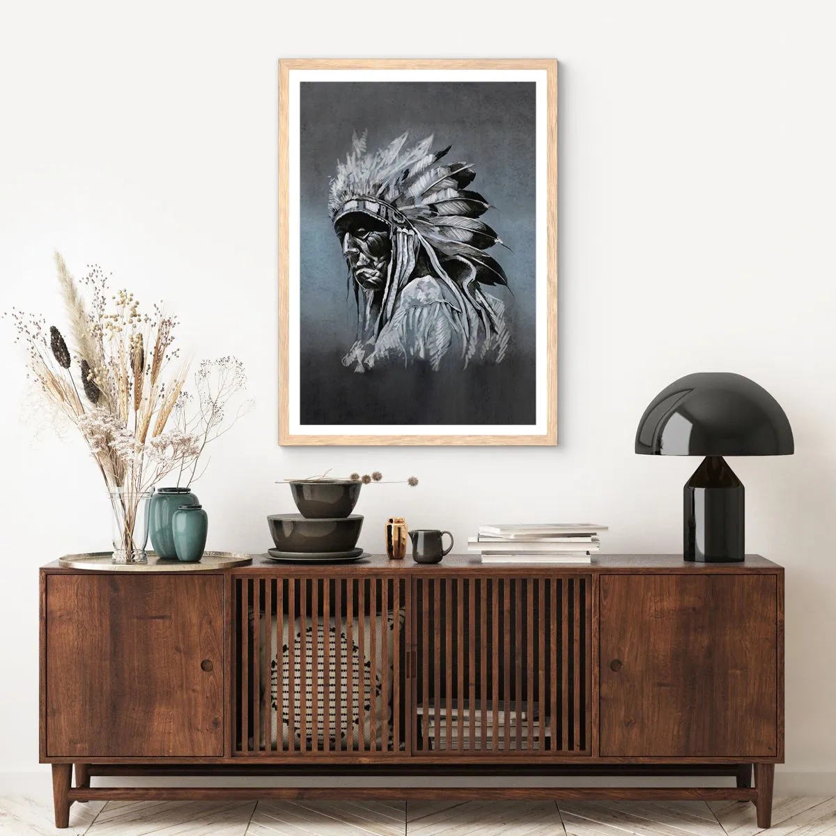 Plakat i ramme af lyst egetræ - Tilbage til rødderne - 40x50 cm