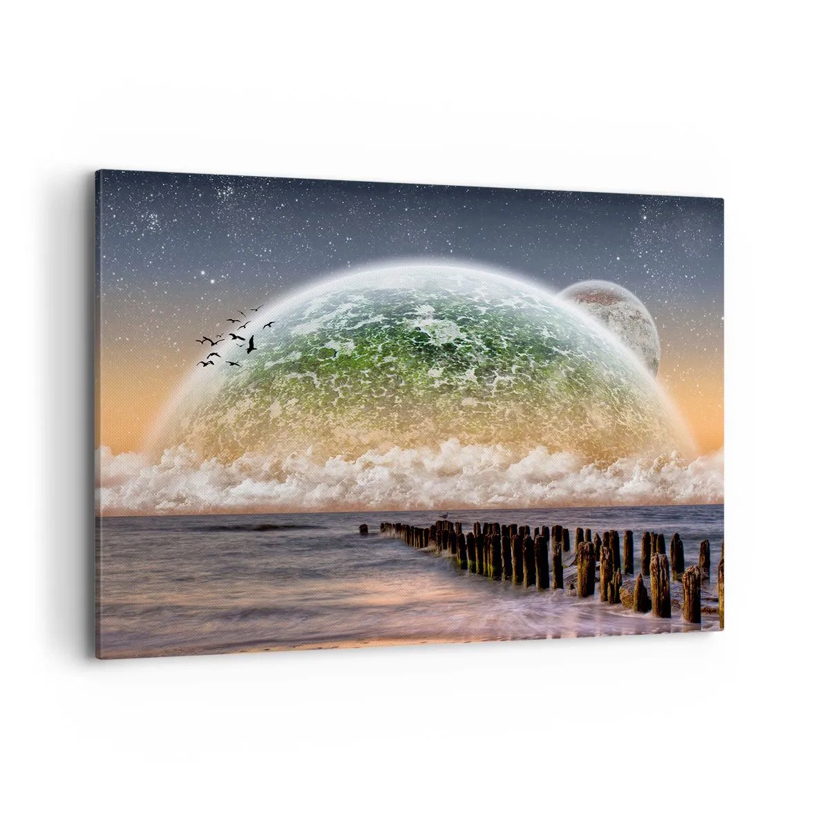 Lærredstryk - Billede på lærred - Og verden kom op af vandet - 120x80 cm