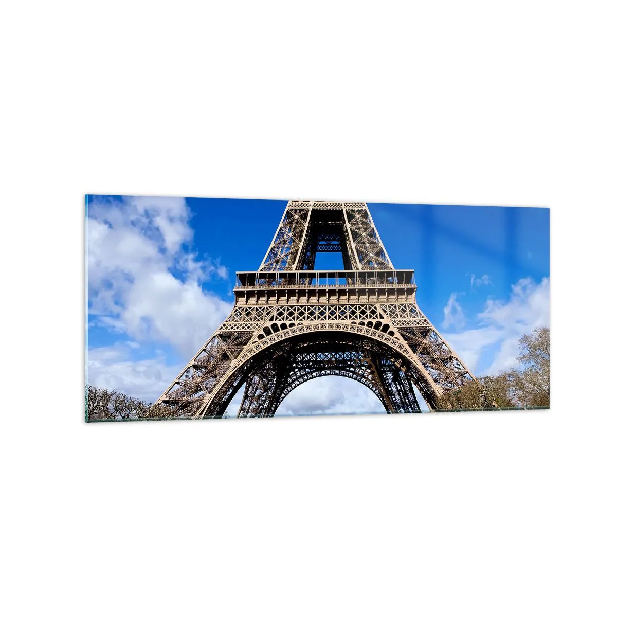 Billede på glas - Hele Paris ved hendes fødder - 120x50 cm