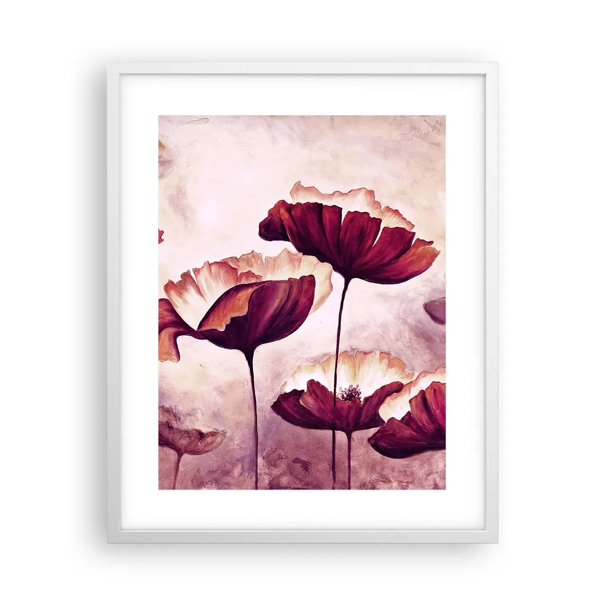 Plakat i hvid ramme - Rød og hvid flage - 40x50 cm