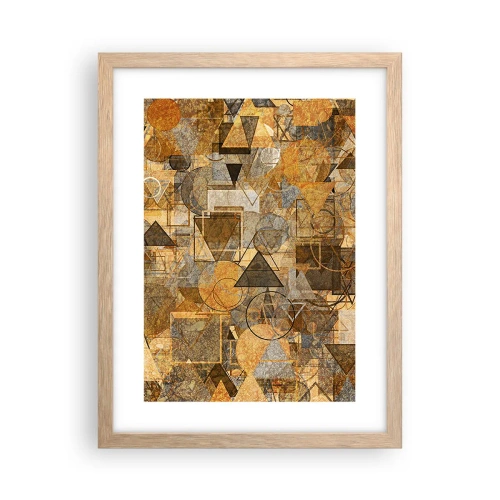 Plakat i ramme af lyst egetræ - Verden i form - 30x40 cm