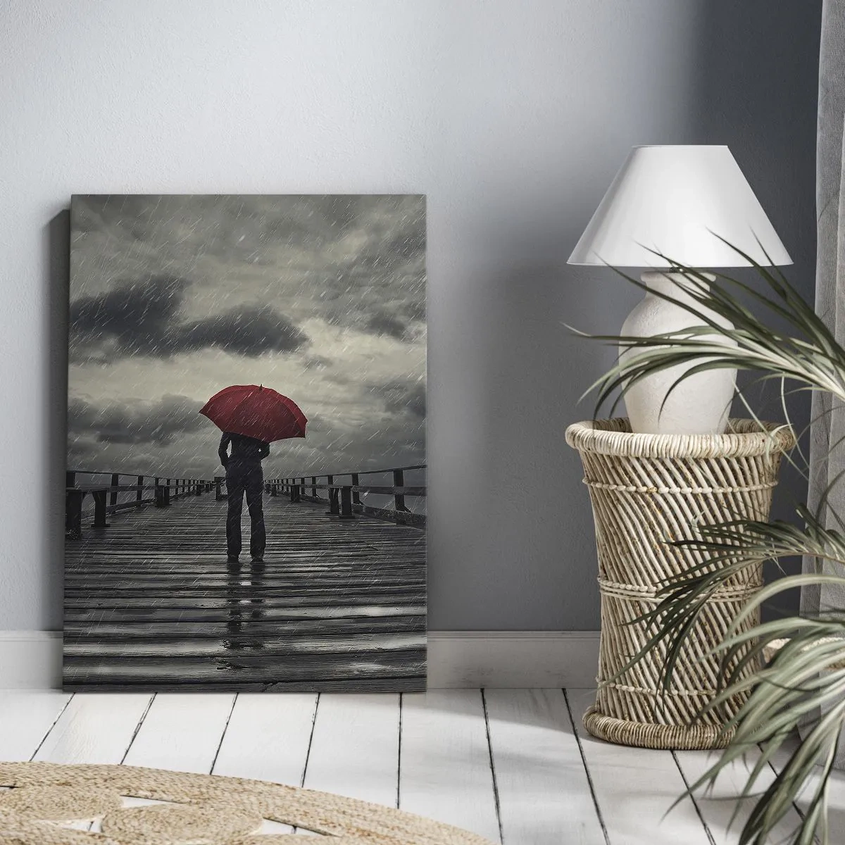 Lærredstryk - Billede på lærred - Det er ingenting, hvis det regner - 45x80 cm