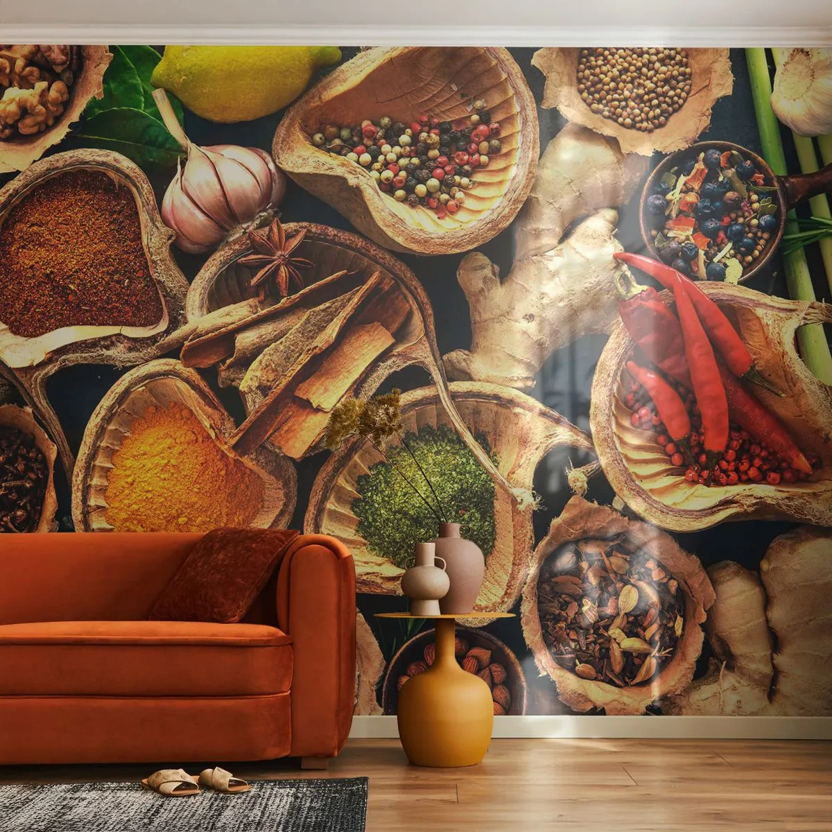 Fototapet Standard Eco - Tag, hvad du vil have - Gastronomi, Tørrede urter, Krydderier - 450x315 cm