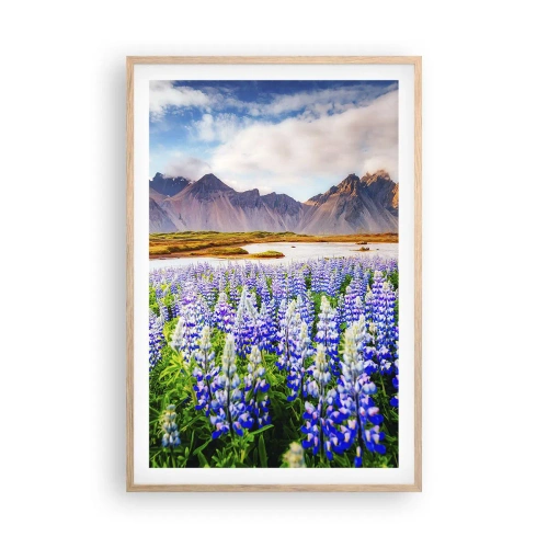 Plakat i ramme af lyst egetræ - Styrke og strenghed ved siden af blidhed - 61x91 cm