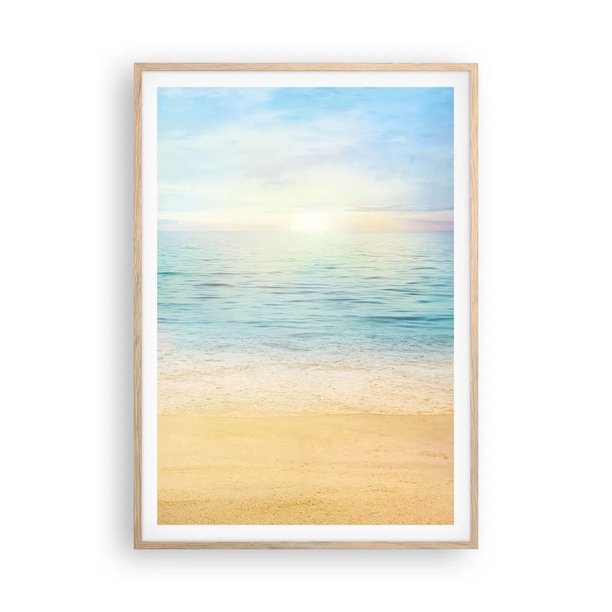 Plakat i ramme af lyst egetræ - Det store blå - 70x100 cm