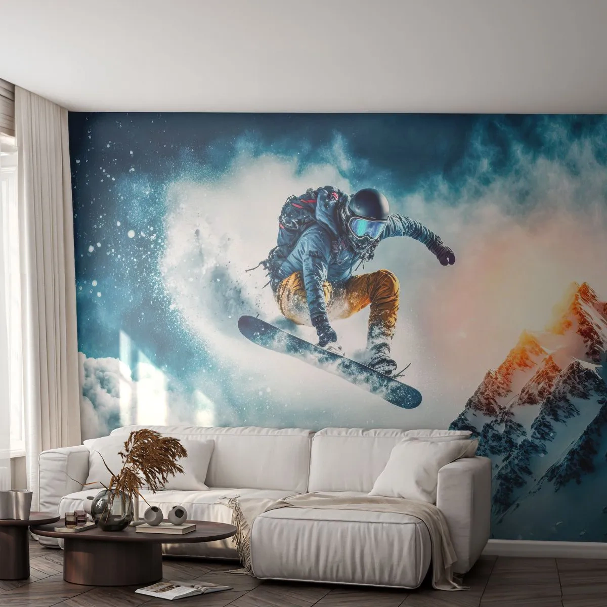 Fototapet Premium Canvas - Ekstreme følelser - Snowboarding, Sport, Vinter - 400x280 cm