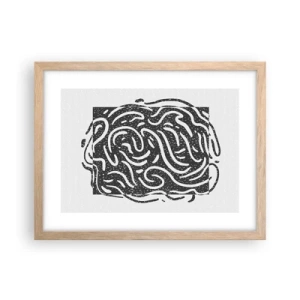 Plakat i ramme af lyst egetræ - Abstraktion: en dans af glæde - 40x30 cm