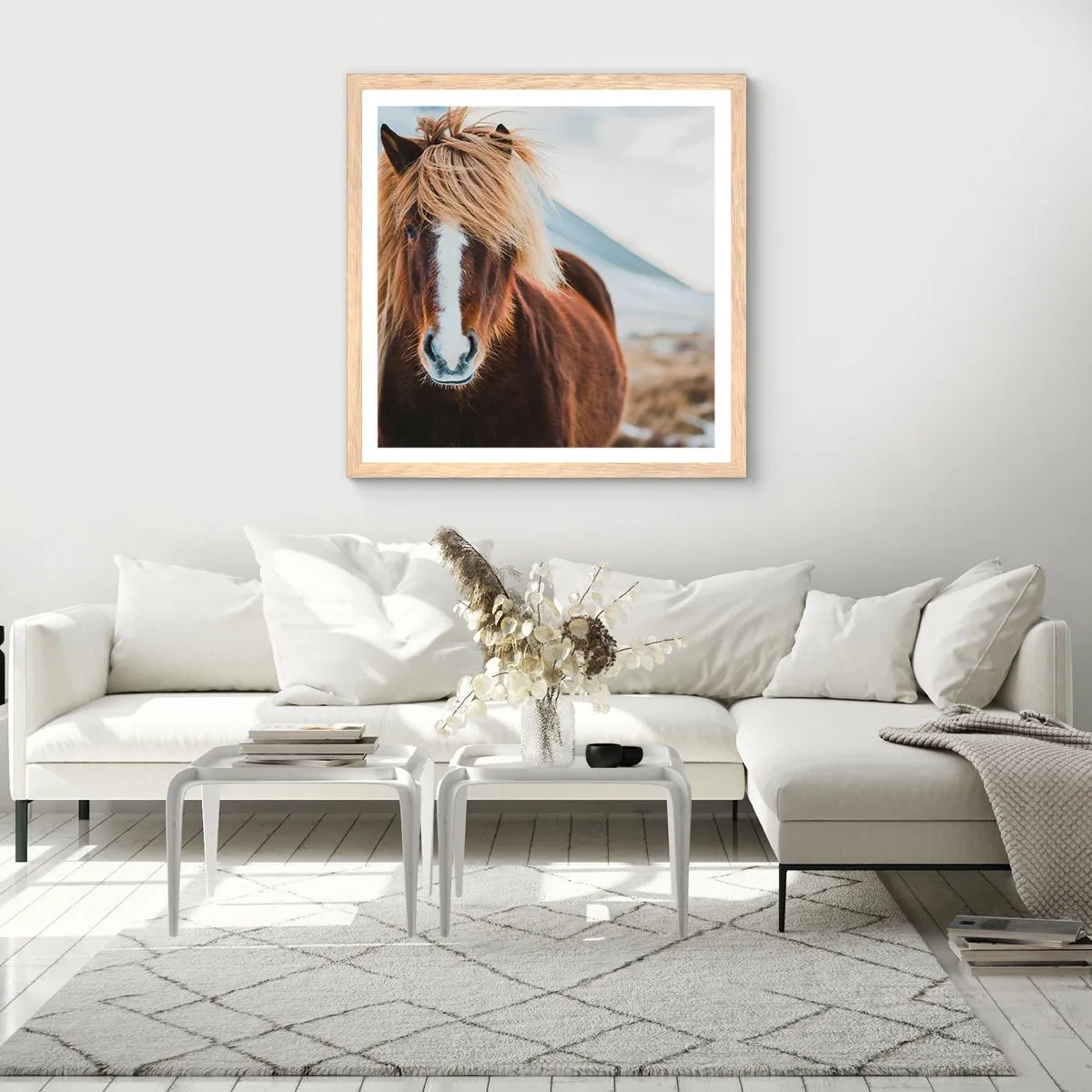 Plakat i ramme af lyst egetræ - Kan du mærke friheden? - 30x30 cm