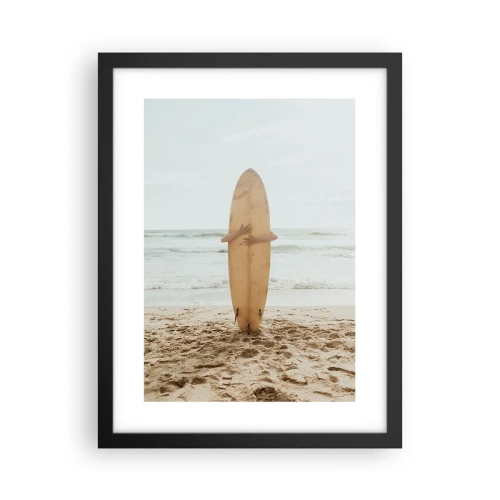 Plakat i sort ramme - Af kærlighed til bølgerne - 30x40 cm