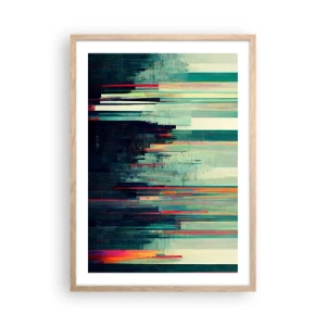 Plakat i ramme af lyst egetræ - Futuristisk by - 50x70 cm