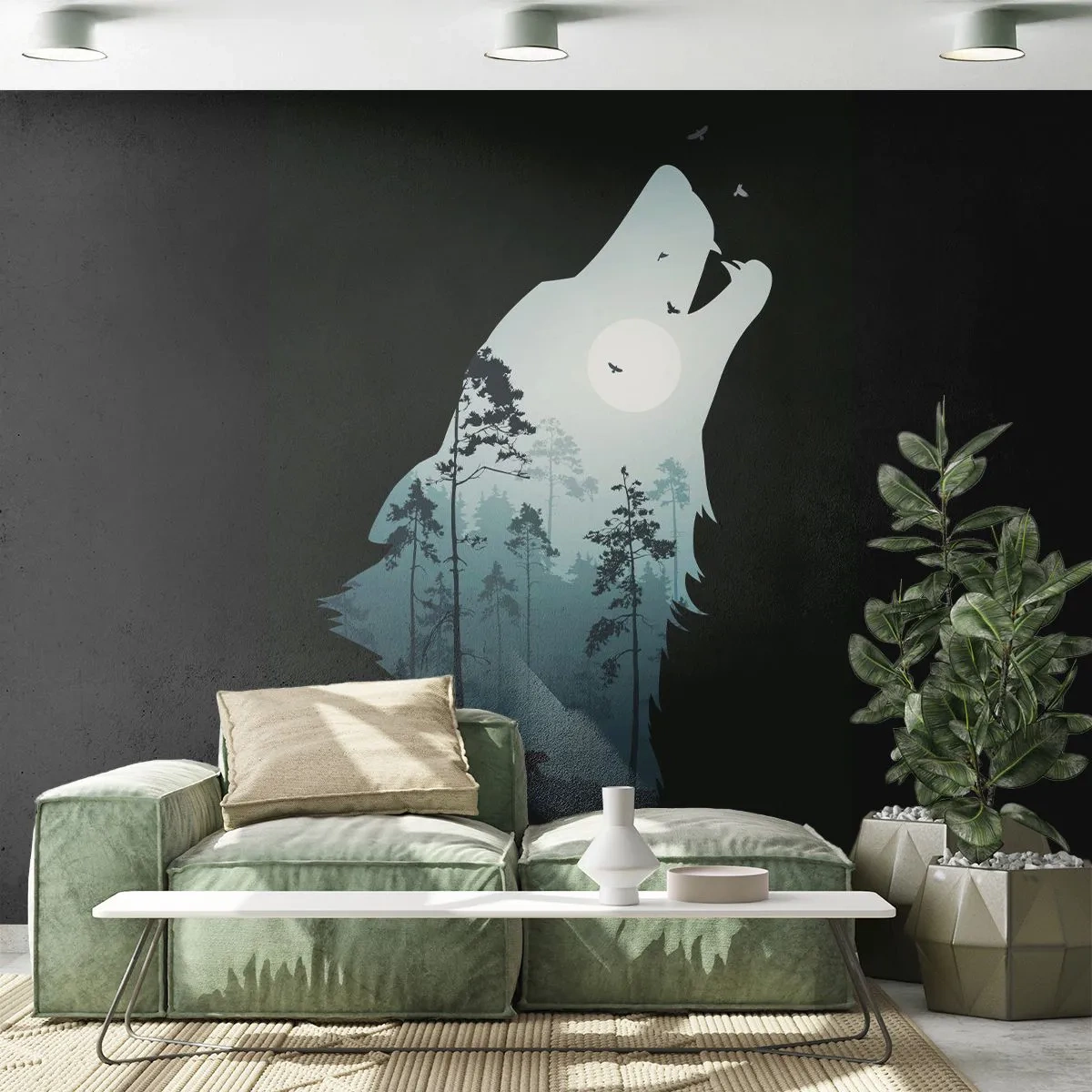 Fototapet Standard Eco - Skovnattens stemme - Abstraktion, Bjørn, Hule - 200x140 cm