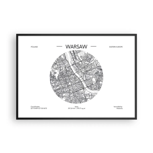 Plakat i sort ramme - Warszawas anatomi - 100x70 cm
