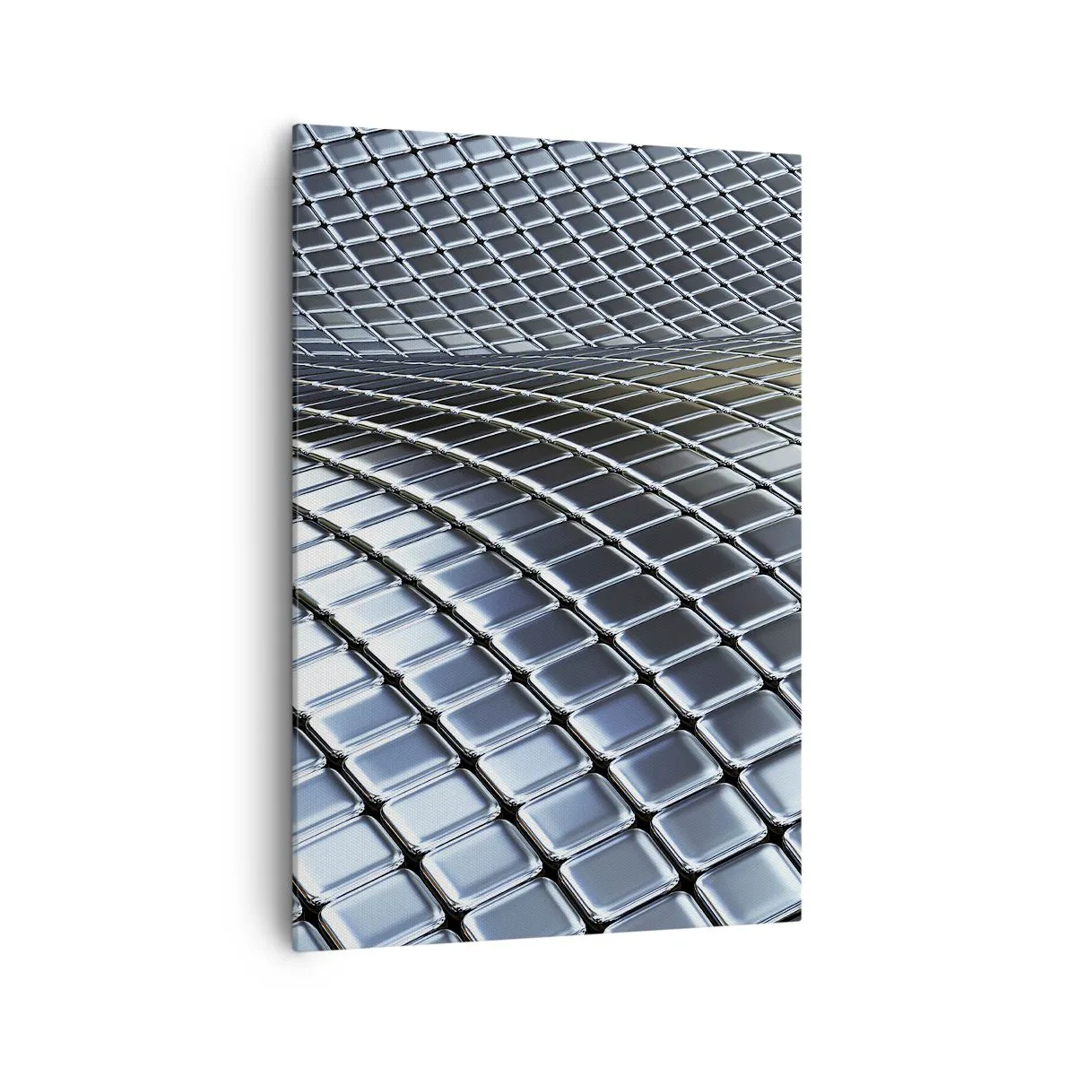 Lærredstryk - Billede på lærred - Bølge i metallisk sølv - 70x100 cm