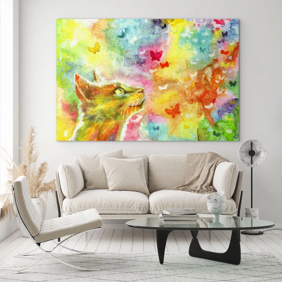 Billede på glas - Kattens høje himmel - 100x70 cm