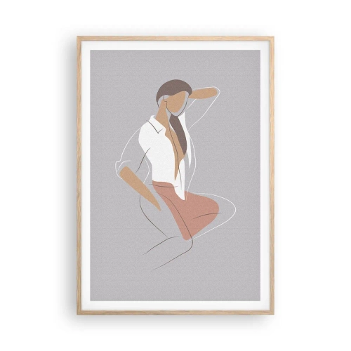 Plakat i ramme af lyst egetræ - Omrids af nåde - 70x100 cm