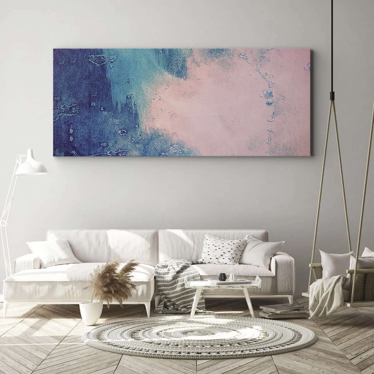 Lærredstryk - Billede på lærred - Blå omfavnelse - 100x40 cm
