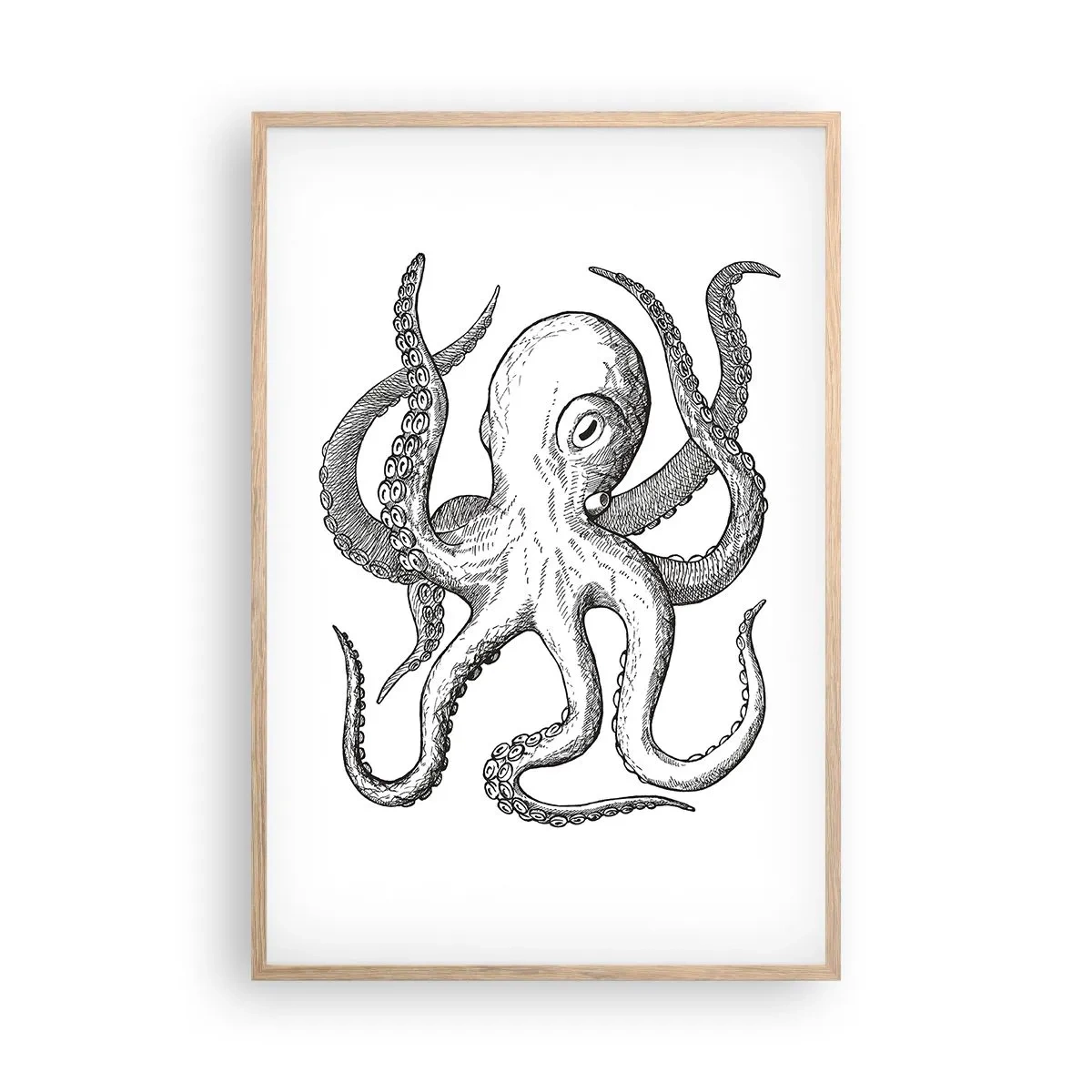 Plakat i ramme af lyst egetræ - Dans med bølger - 61x91 cm