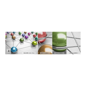 Prøve Fototapet Premium Canvas - Kosmisk net - Abstraktion, Metal bolde, 3D - 100x30 cm