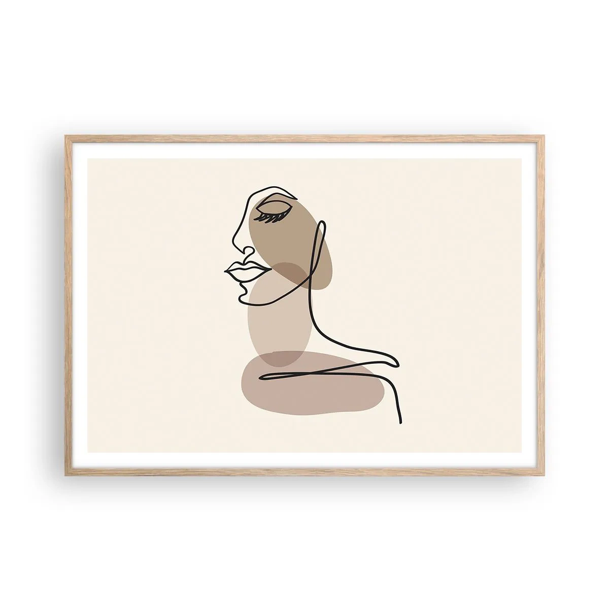 Plakat i ramme af lyst egetræ - Lytter til sig selv - 100x70 cm