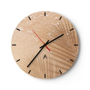Vægur, Uret - Nærbillede af gyldent sand med blide havbølger - 30x30cm - Skyggen af en varm sommer - Moderne vægdekoration til stue, køkken og soveværelse ARTTOR