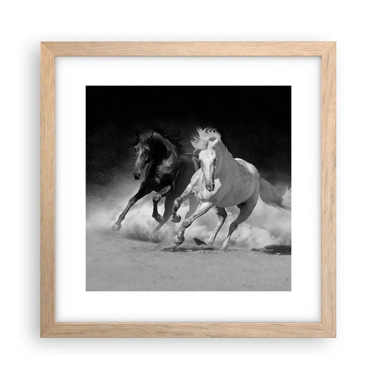 Plakat i ramme af lyst egetræ - Frihedens galop - 30x30 cm