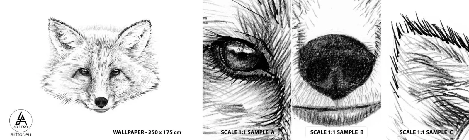 Prøve Fototapet Selvklæbende Deluxe Sticker - Kan disse øjne lyve? - Dyr, Ræv, Grafik - 100x30 cm