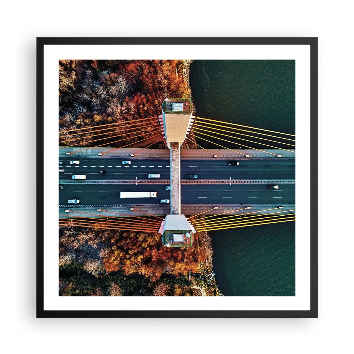 Plakat i sort ramme - Bag vandet, bag skovene - 60x60 cm