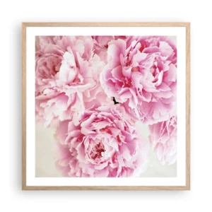 Plakat i ramme af lyst egetræ - I lyserød glamour - 60x60 cm