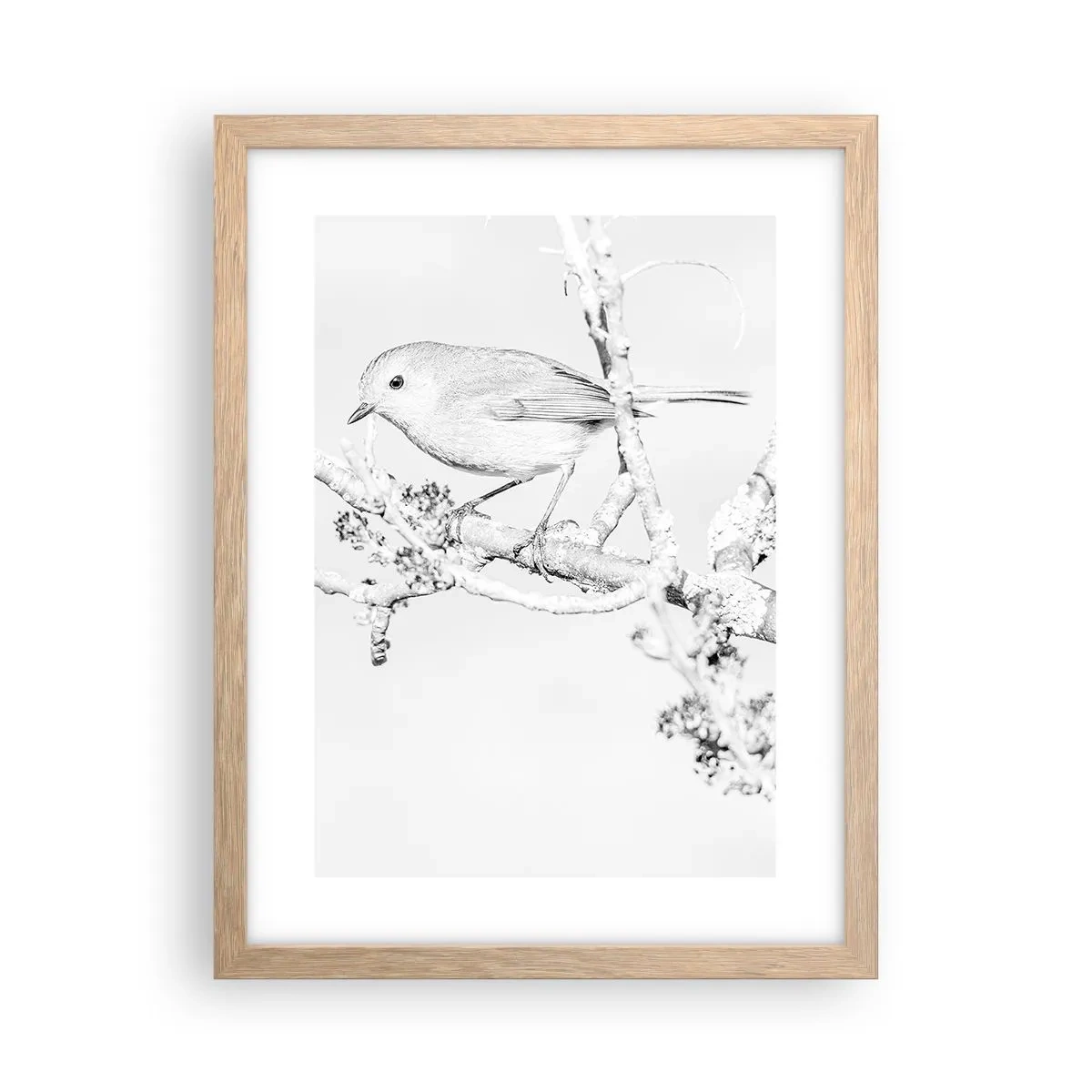 Plakat i ramme af lyst egetræ - Vintermorgen - 30x40 cm