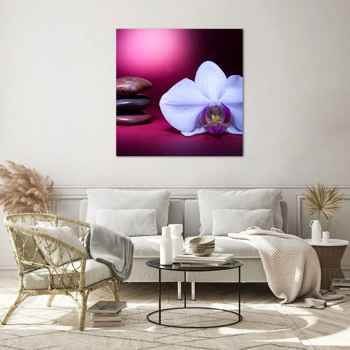 Billede på glas - En undersøgelse af friskhed i lilla - 40x40 cm
