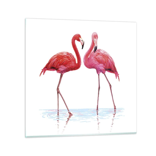 Billede på glas - Lyserødt randez-vous - 30x30 cm