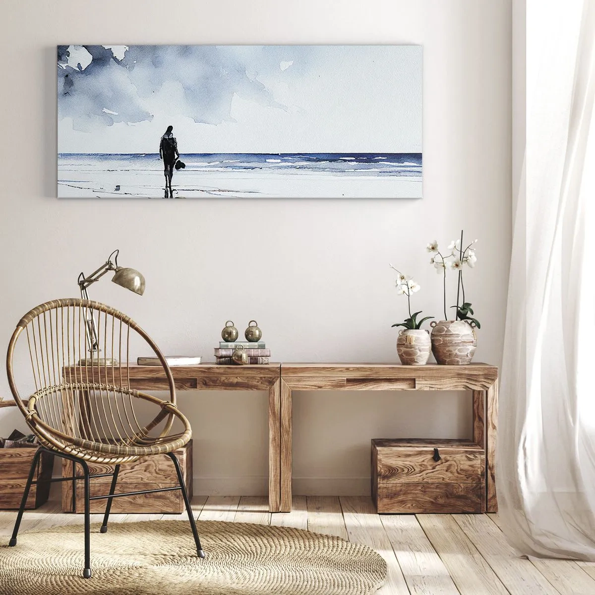 Lærredstryk - Billede på lærred - Samtale med havet - 90x30 cm