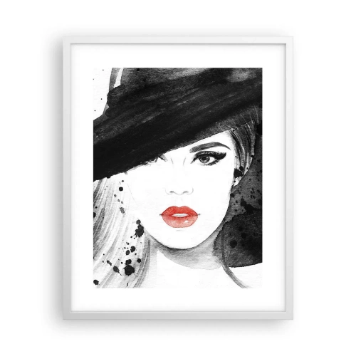 Plakat i hvid ramme - Dame i sort - 40x50 cm