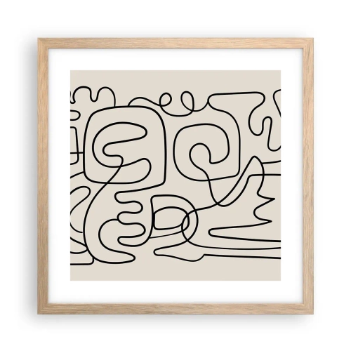 Plakat i ramme af lyst egetræ - På sporet - 40x40 cm