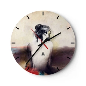 Vægur, Uret - Glatte linjer, ovale former - 40x40 cm