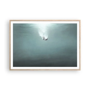 Plakat i ramme af lyst egetræ - I havets favntag - 100x70 cm