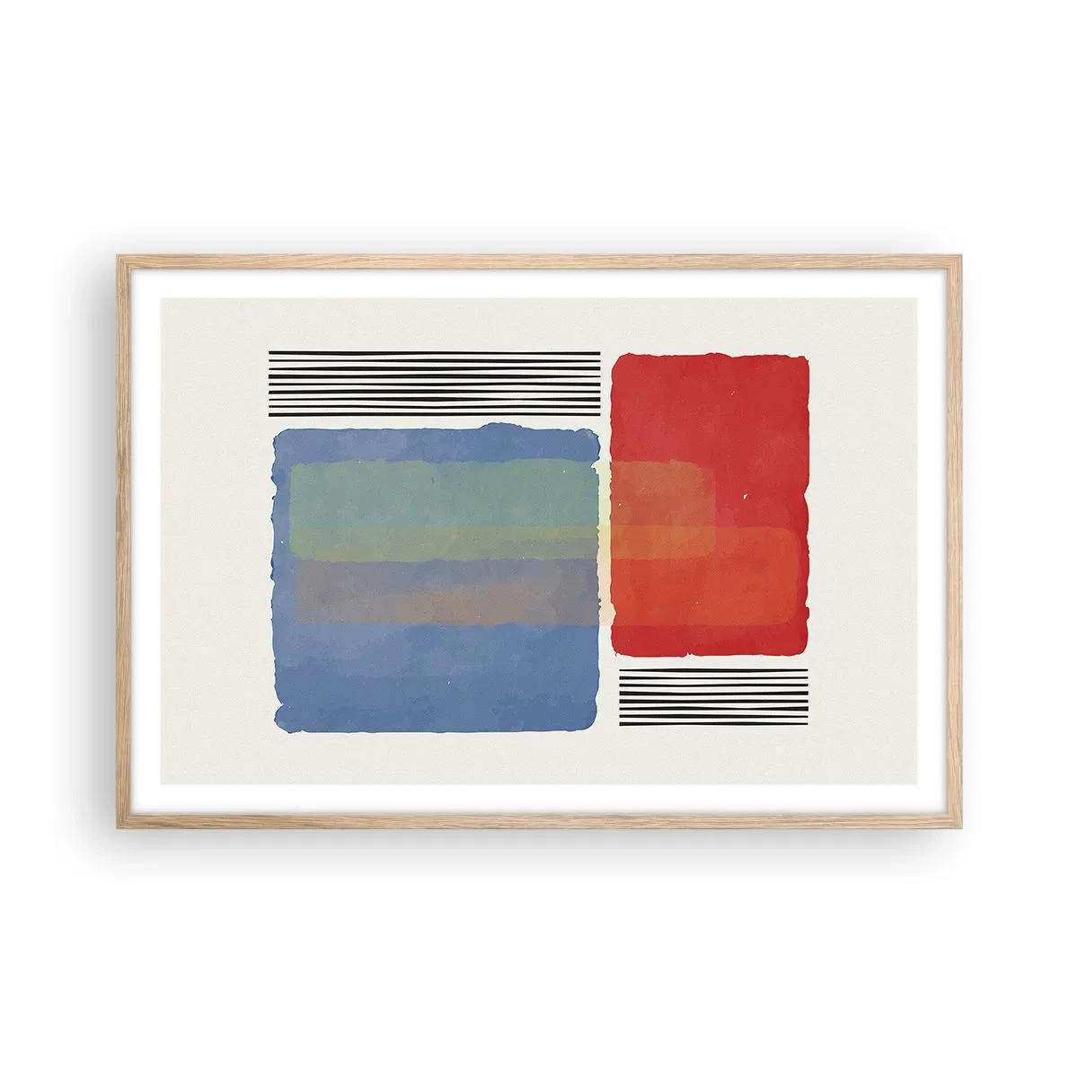 Plakat i ramme af lyst egetræ - Geometriens ånd og bogstav - 91x61 cm