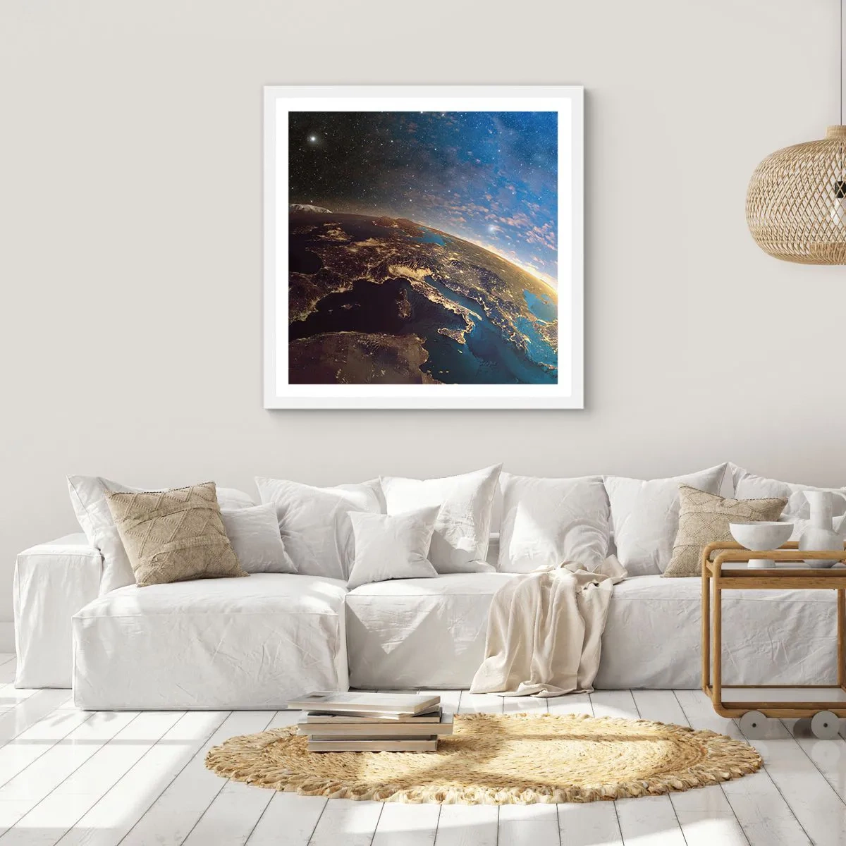 Plakat i hvid ramme - Lad os se på hinanden på afstand - 40x40 cm