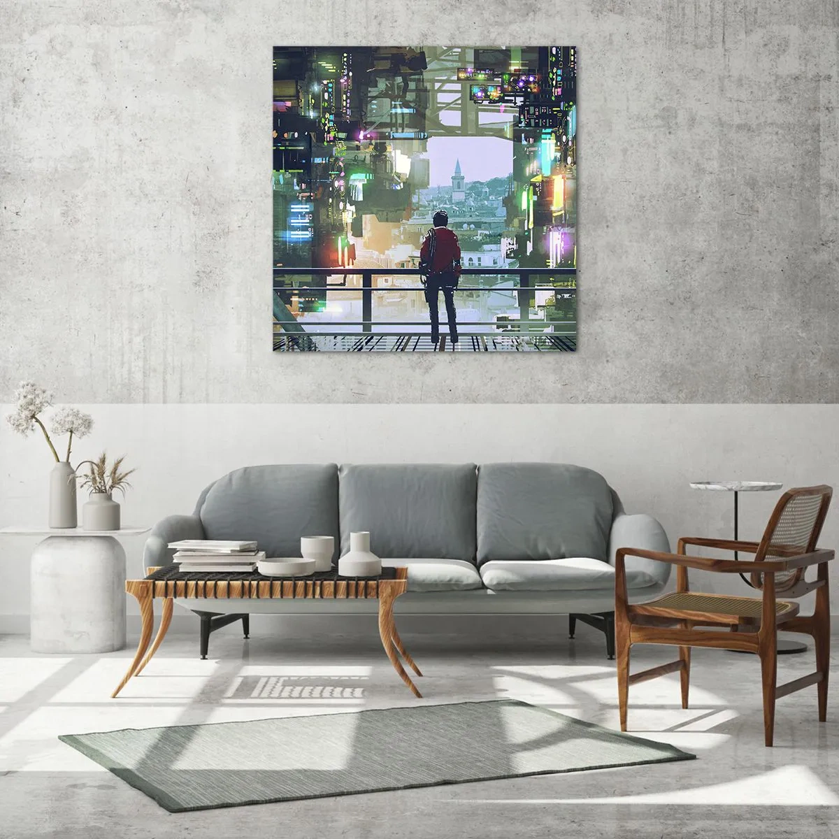 Billede på glas - To verdener - 70x70 cm