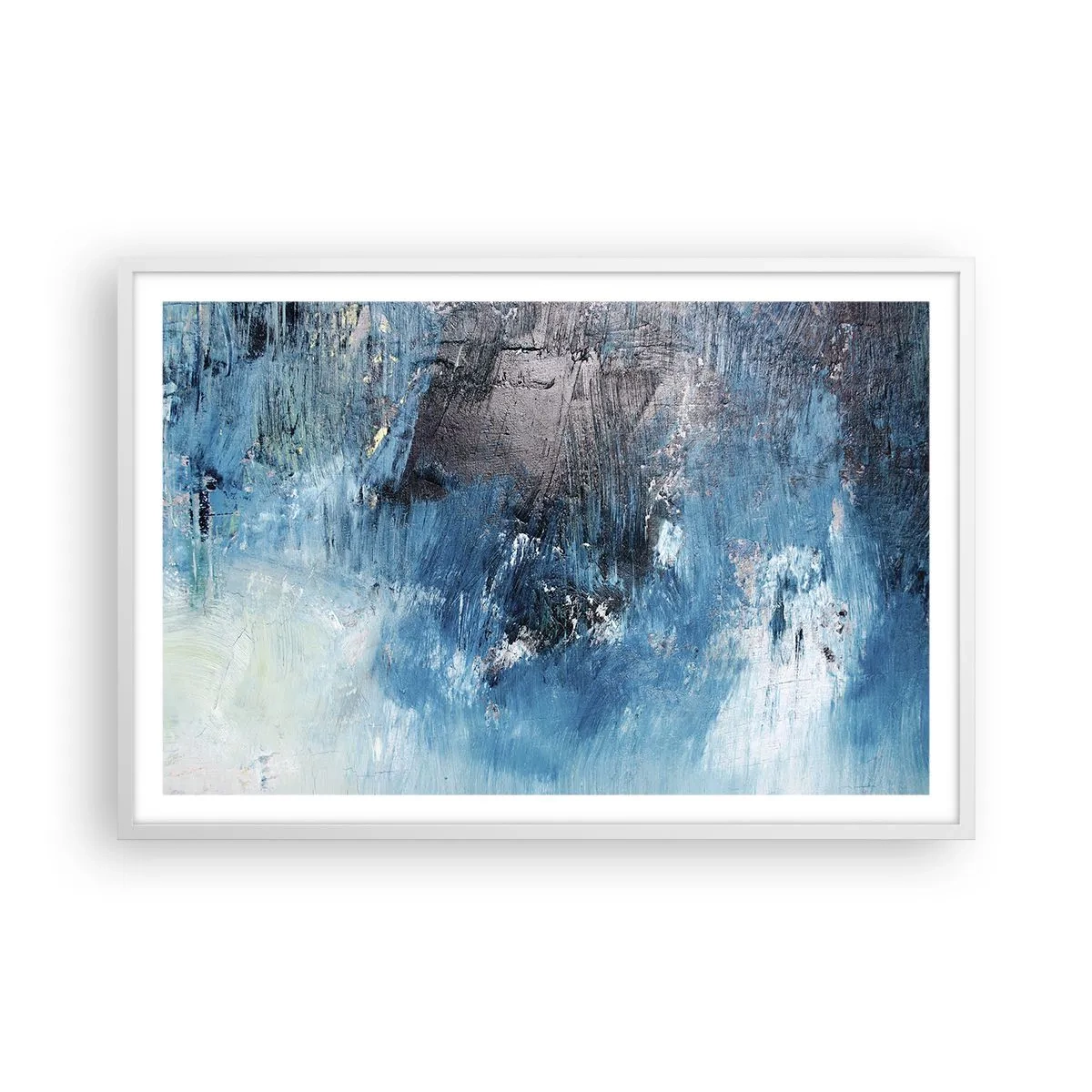 Plakat i hvid ramme - Blå rapsodi - 91x61 cm