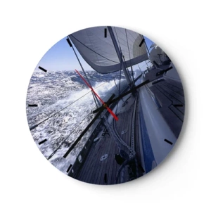 Vægur, Uret - En yacht på det åbne hav blandt bølgerne - 30x30cm - Jeg ved, hvad det vil sige at være en fugl - Moderne vægdekoration til stue, køkken og soveværelse ARTTOR