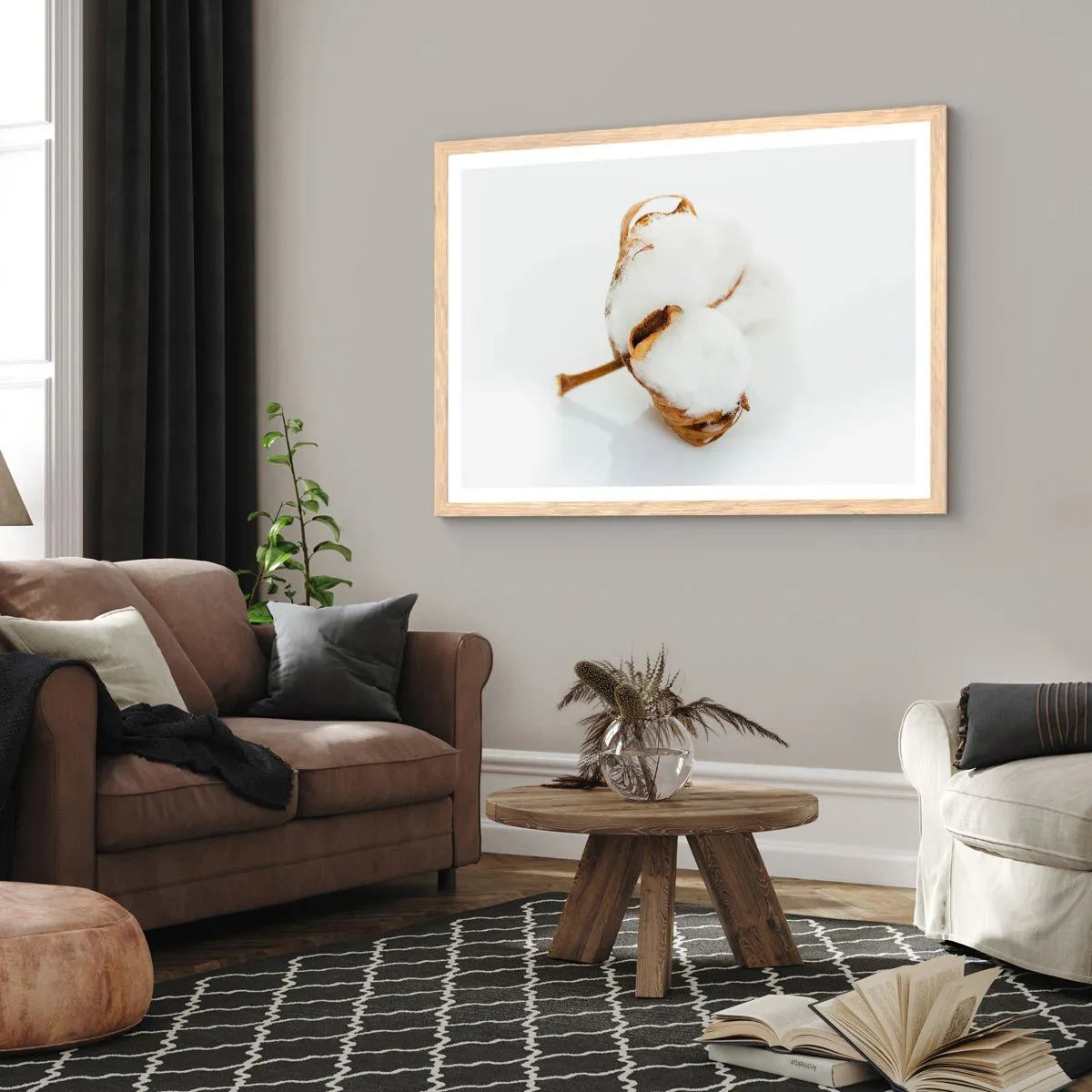 Plakat i ramme af lyst egetræ - Blød af natur - 50x40 cm