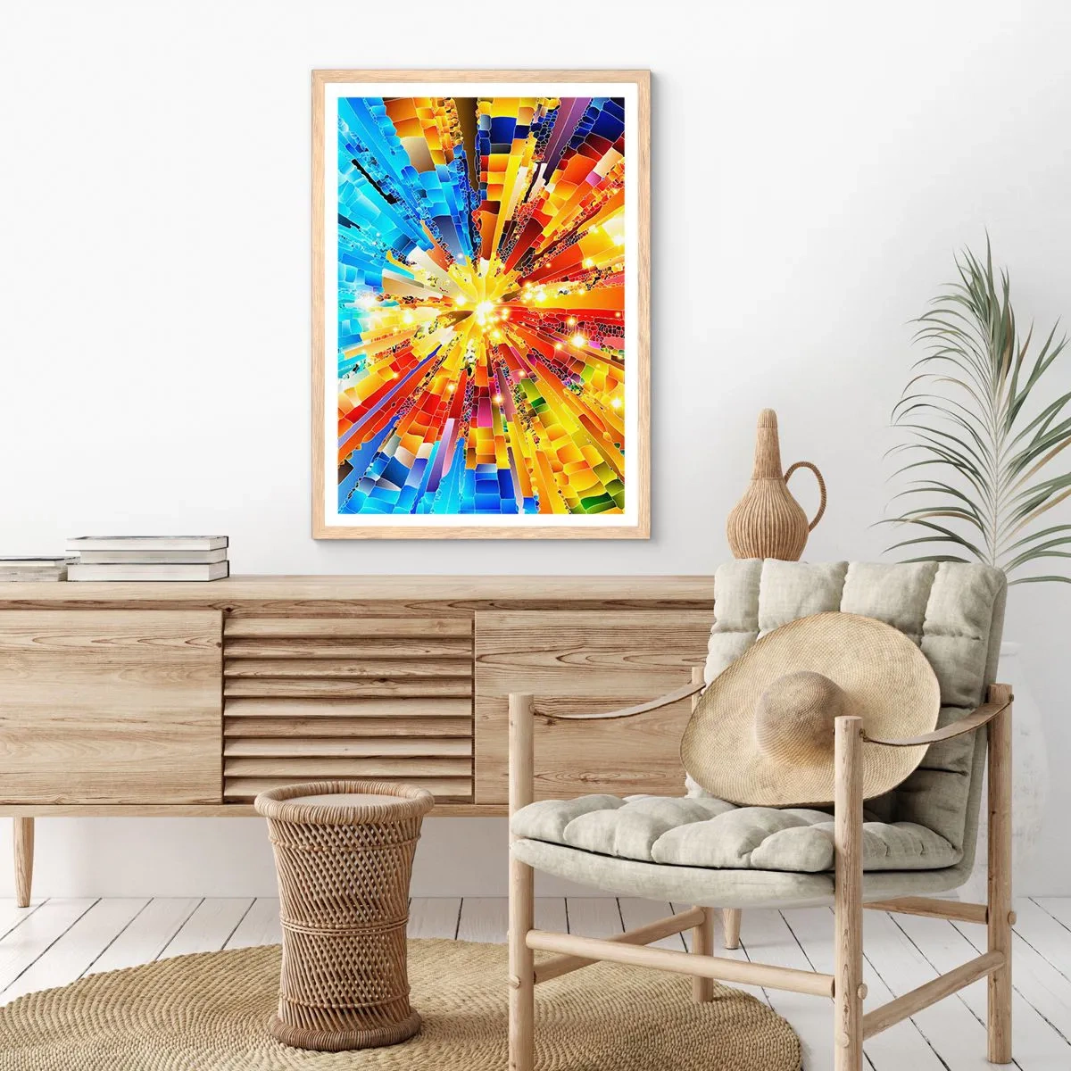 Plakat i ramme af lyst egetræ - In medias res - 40x50 cm