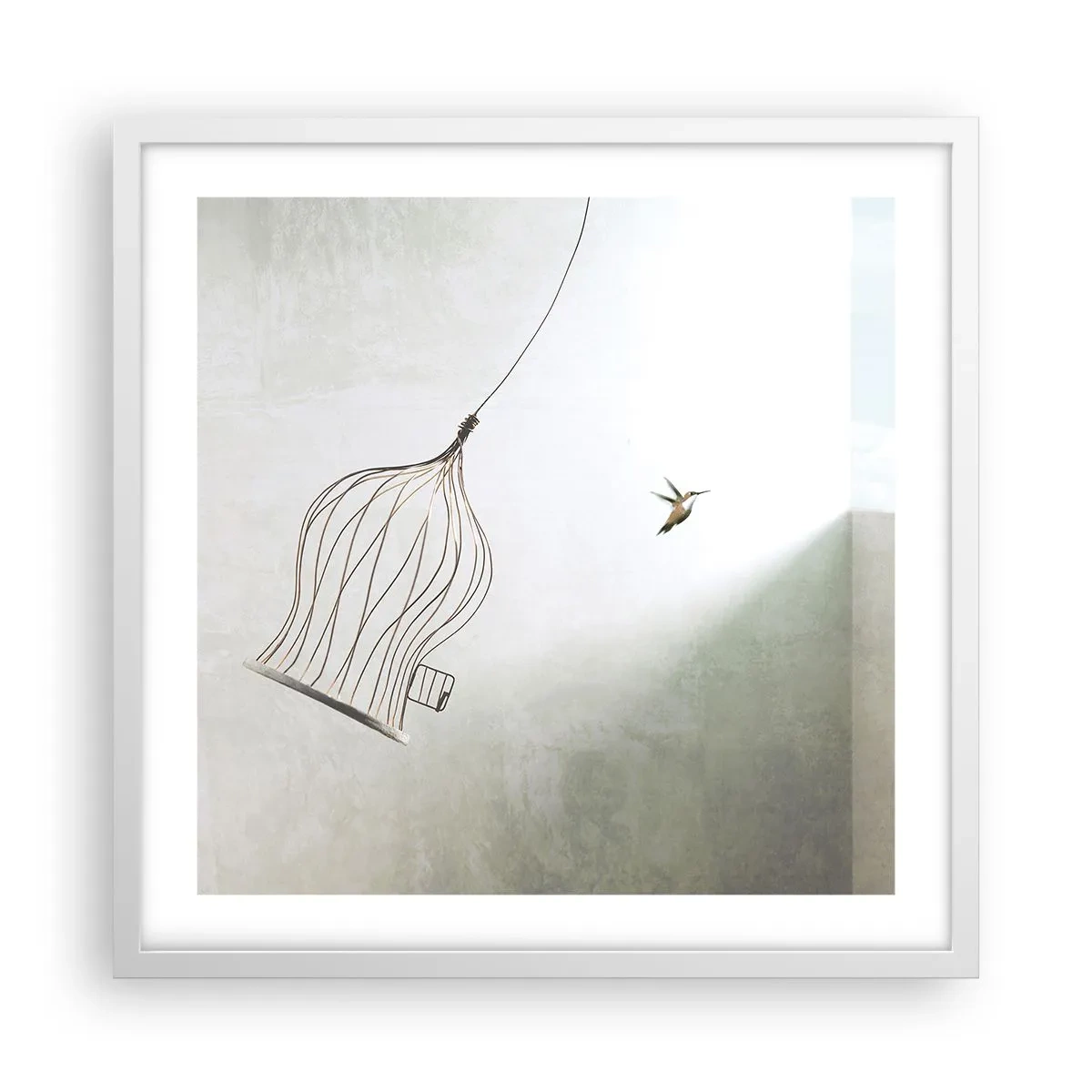 Plakat i hvid ramme - I sit elementet - 50x50 cm